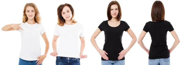 Shirts Ensemble Vue Avant Arrière Femme Shirt Noir Blanc Maquette — Photo