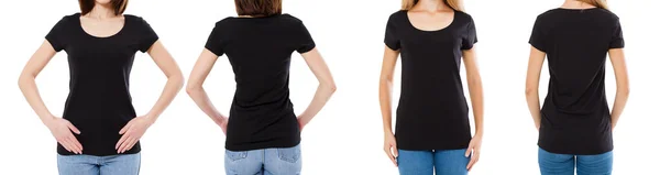 Due Donne Shirt Nera Immagine Ritagliata Vista Anteriore Posteriore Shirt — Foto Stock