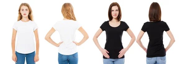 Shirt Set Vorhanden Vorder Und Rückseite Brünett Und Blond Weißem — Stockfoto