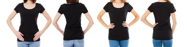 Due Donne Shirt Nera Immagine Ritagliata Vista Anteriore Posteriore Shirt — Foto Stock