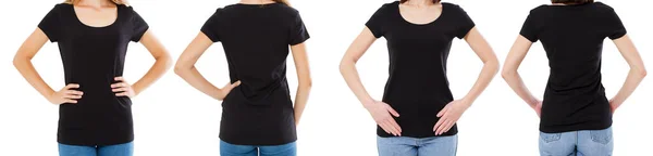 Due Donne Shirt Nera Immagine Ritagliata Vista Anteriore Posteriore Shirt — Foto Stock