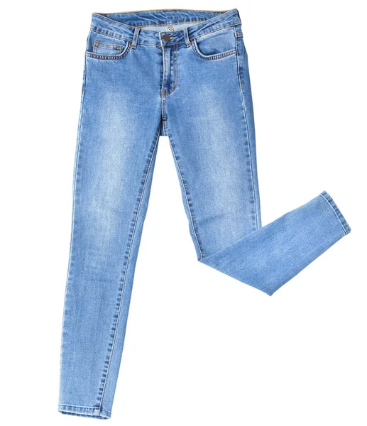 Denim Isolerad Vit Bakgrund Jeans Isoalted Över Vit Kopia Utrymme — Stockfoto