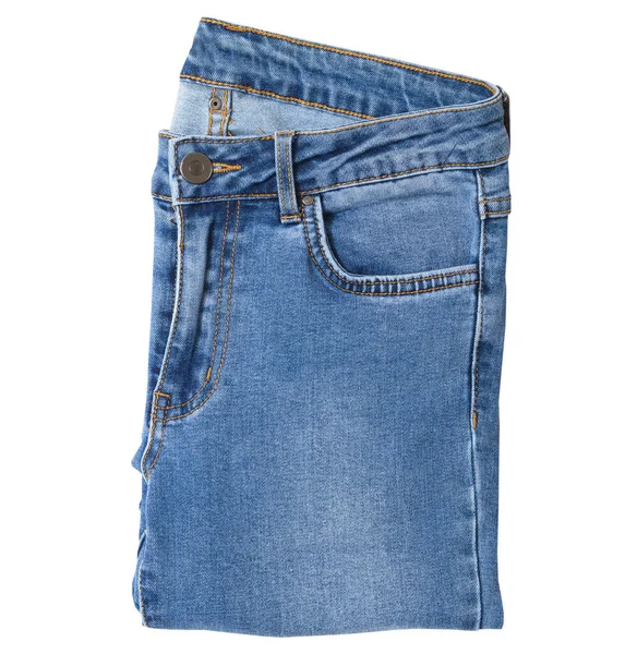 Denim Isolerad Vit Bakgrund Jeans Isoalted Över Vit Kopia Utrymme — Stockfoto