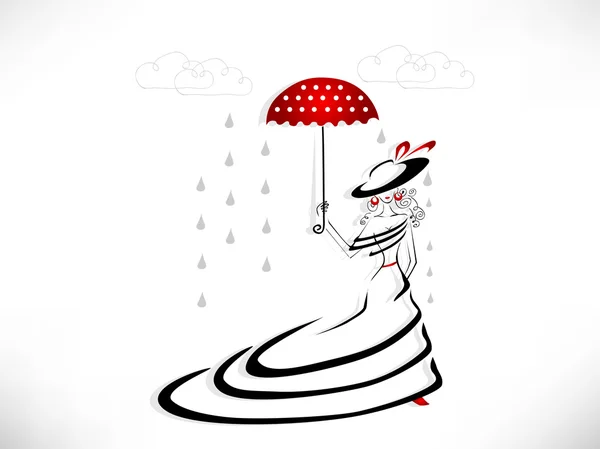 The girl with an umbrella — Stock Vector