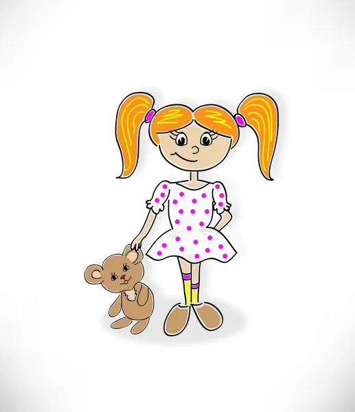 The girl with a teddy bear — Stock Vector