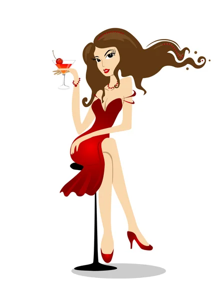 The girl with a glass — Stock Vector