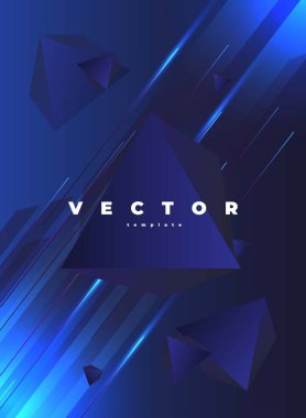 Siyah arkaplanda parlayan çizgiler ve çokgenli karanlık vektör arkaplanı