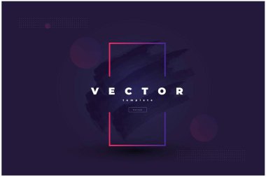 Neon pembe dikdörtgen ve suluboya çizgileri olan koyu renkli vektör şablonu 