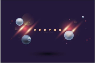 Uçan gri, ışık topları ve siyah arkaplanda parlaklığı olan güzel bir koyu renk vektör şablonu