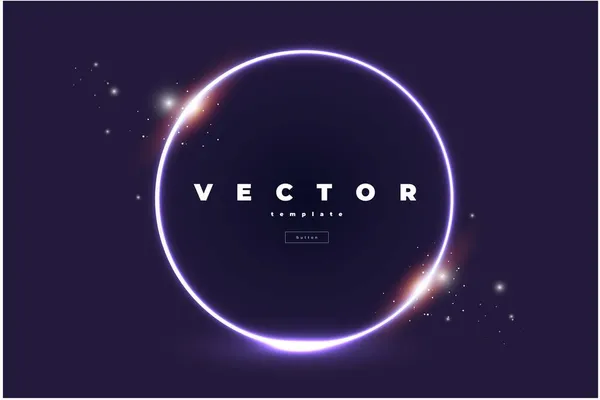 Belle Conception Sombre Vectorielle Futuriste Avec Bague Argent Brillant Étoiles — Image vectorielle