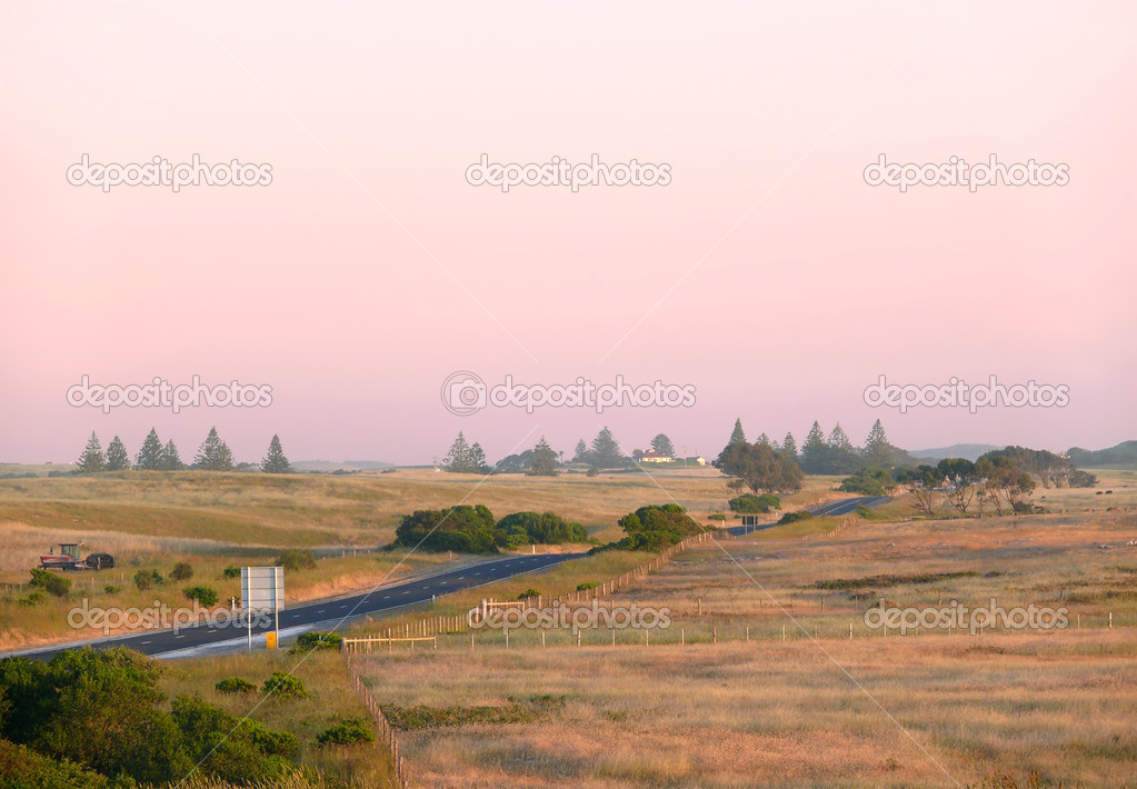 The Agricultural romantic land on sundown. Near Portland, Victoria, Australia.