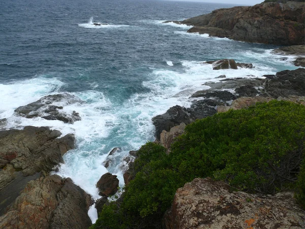 L'Australie. Côte escarpée et rocheuse de l'océan Pacifique avec surf . — Photo