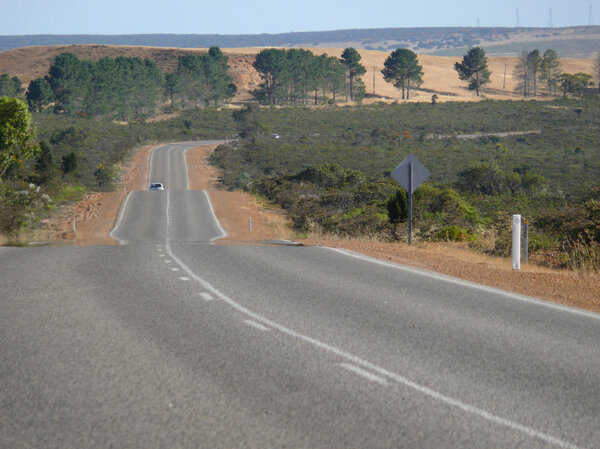 Hilly landscape with road. Western Australia, near Perth.