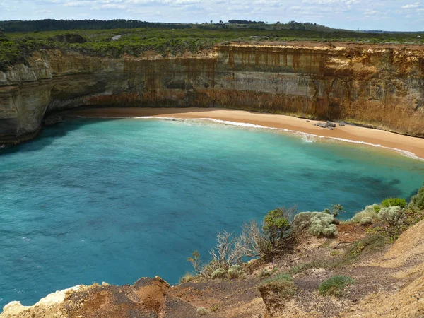 Paraíso fechando lagoa em rocha. Great Ocean Road, Austrália, Victoria, National Park . — Fotografia de Stock