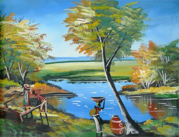 Afrika halkının yaşam çizimleri.