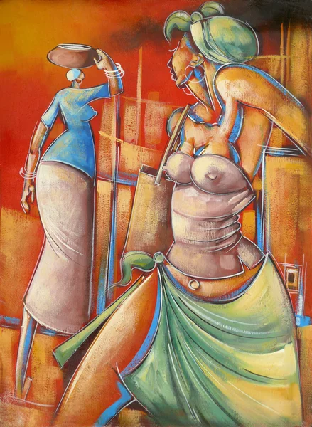 Afrika halkının yaşam üzerinde çizim.