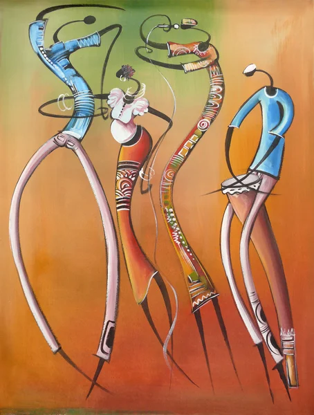 Afrika halkının yaşam üzerinde çizim.