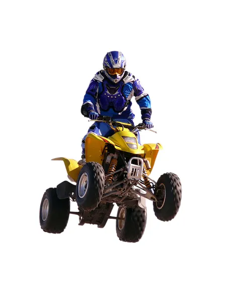 quadrocycle beyaz bir arka plan üzerinde atlama.