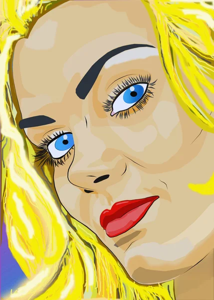 Illustration. Close-up portrait of the blonde with blue eyes. — Stock Photo, Image