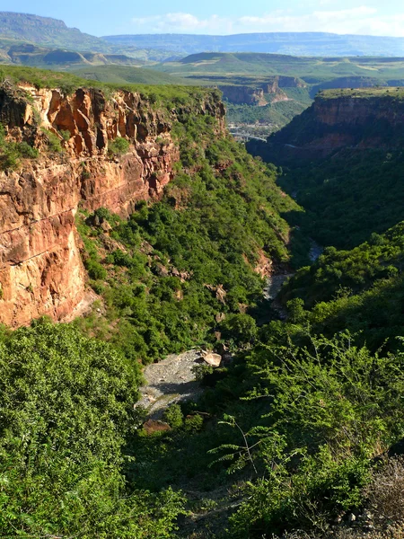 下部を流れる青いナイルの渓谷に 2 キロの降下。アフリカ、エチオピア. — ストック写真