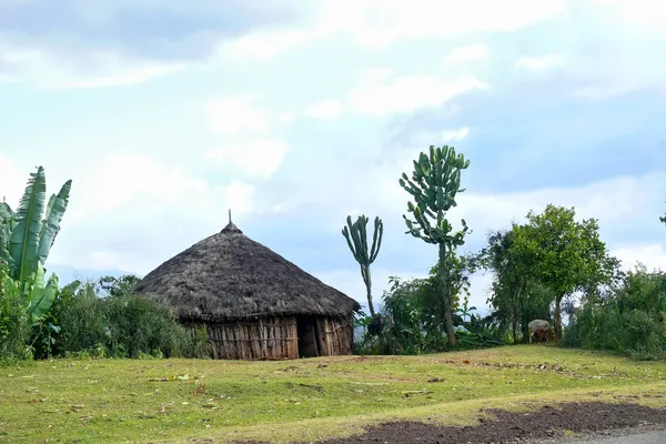 Habitação nacional africana - casa closeup no fundo da natureza. A — Fotografia de Stock