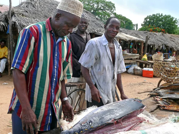 Mtwara, tanzania - desember 3, 2008: de vismarkt — Stockfoto