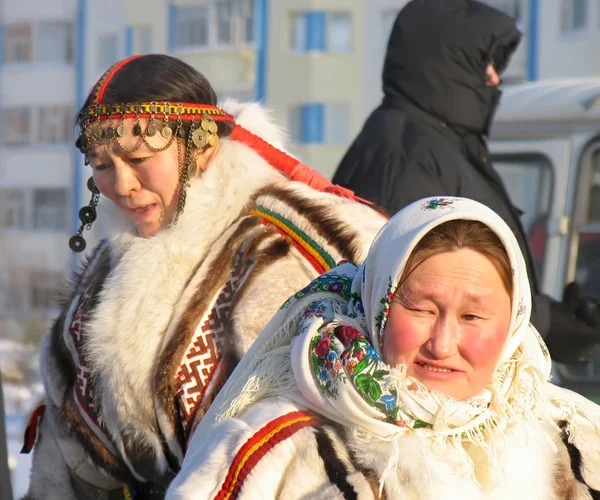 Nadym, Russia - March 2, 2007: Unknown woman - Nenets, closeup, — Stock Photo, Image