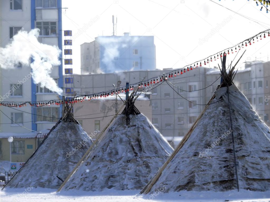 Nadym, Russia - March 15, 2008: the National Nenets accommodatio