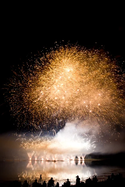 Golden Fireworks and Smoke — Stock Photo, Image
