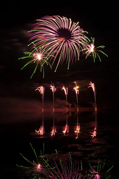 Pink and Green Fireworks — Stock Photo, Image