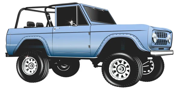 Desenho Vetorial Uma Versão Jeep Jeep Vintage Azul Personalizado — Vetor de Stock