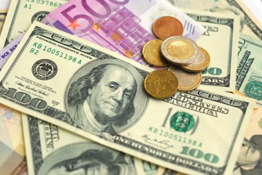 dolar ve euro banknot para arka plan