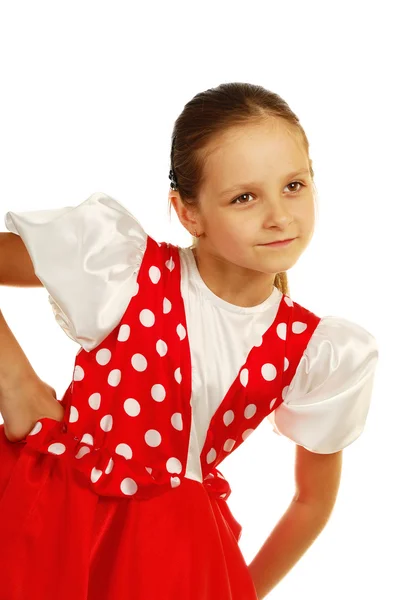 The child dances in Russian dance costume — Stock Photo, Image