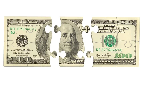 Dollar banco nota quebra-cabeça dinheiro — Fotografia de Stock