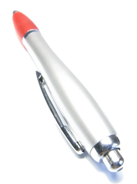 Roter Kugelschreiber, gebraucht — Stockfoto
