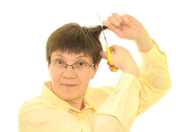 Portrait of woman hair cut — Stock Photo, Image