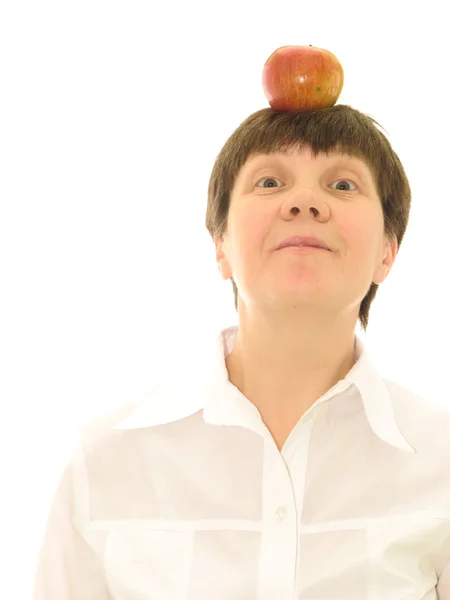 Kvinde med æble - Stock-foto