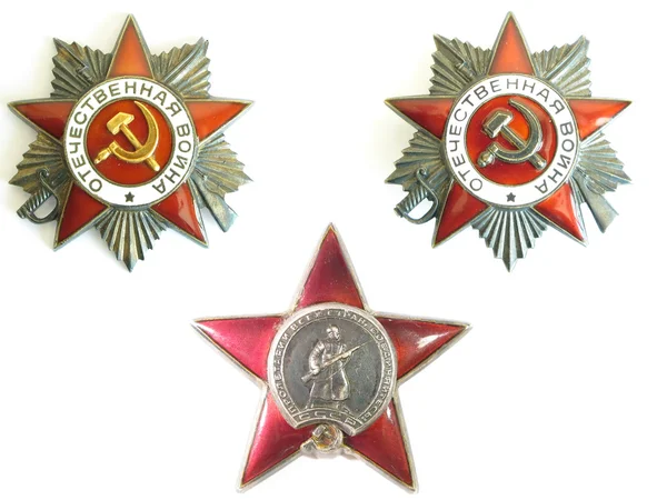 Twee orde en rode ster van Wereldoorlog ii — Stockfoto