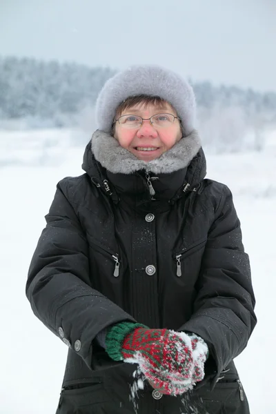 Woman and snow — Stock Photo, Image