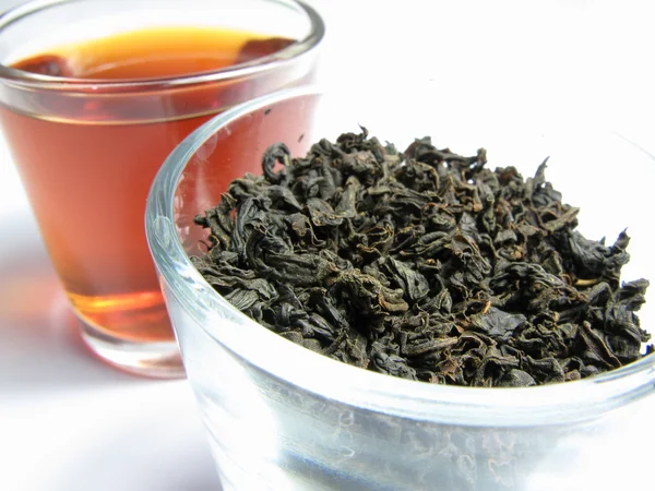 Té negro en vidrio Imagen De Stock