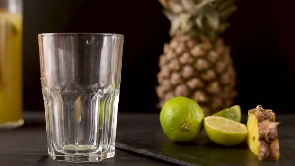 Tepache is a fermented lemonade, a drink made from pineapple — Vídeo de Stock