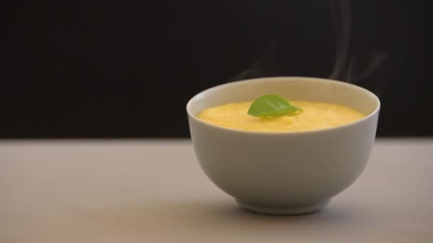 Polenta Gachas Cocinadas Caliente Vapor — Vídeos de Stock