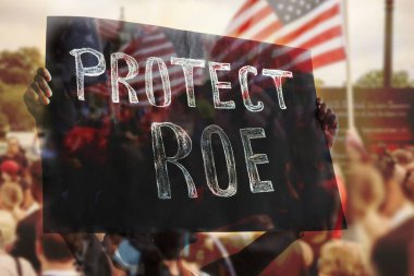 Feminist women fight for their rights. U.S. court overturns abortion law. A wave of protests in the U.S. Los Angeles, California, USA - May 14, 2022: Activists protest the leaked Supreme Court opinion