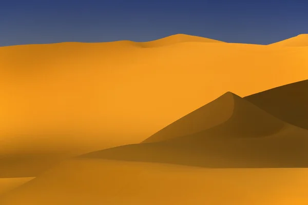 Sanddyner vid solnedgången i Saharaöknen, Libyen. — Stockfoto