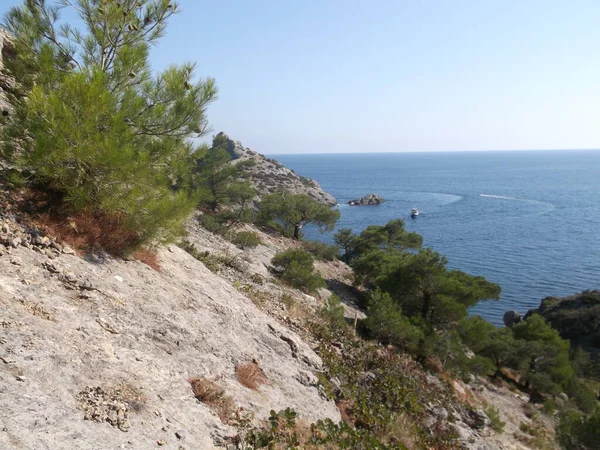 Paesaggio Crimea Una Vista Del Pensiero Kapchik Ingresso Nella Baia — Foto Stock