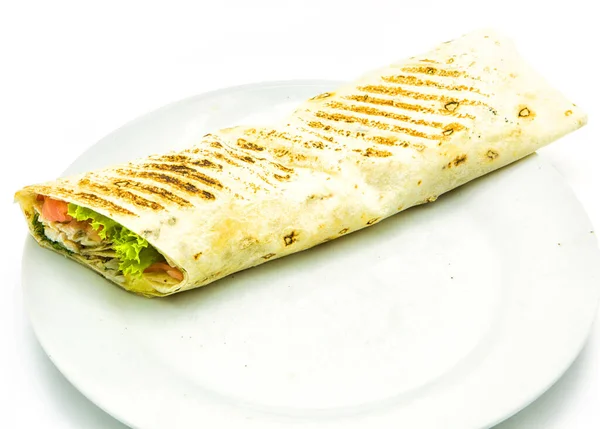 Falafel Pita Bread White Plate — Stock Photo, Image