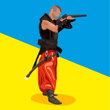 Cesur Ukraynalı tüfekli Kazak