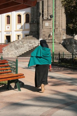yerli kadın bir parkta yürüyüş