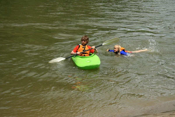 Swimming and Kayaking — Stock Photo, Image