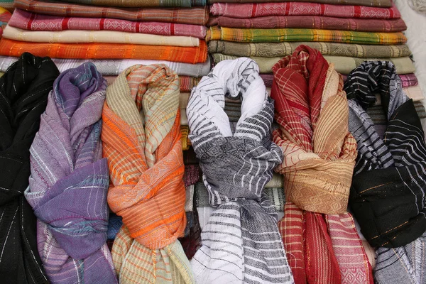 Patterned Scarves At the Market — Stock Photo, Image